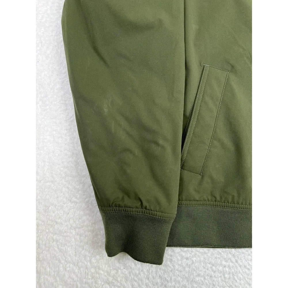 Banana Republic Mens XL Green Microfiber Full Zip Bomber Jacket Lined Insulated
